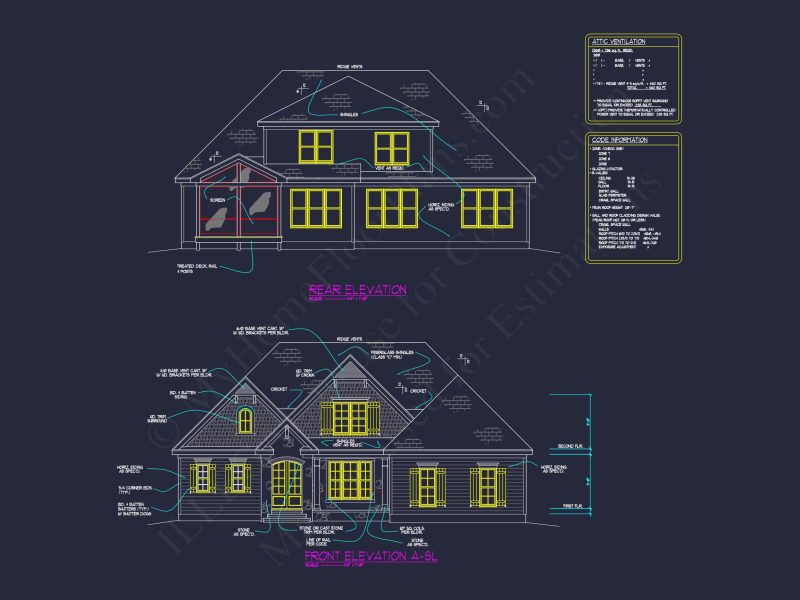 Elegant 2-Story house Plan with Blueprint and Floor Designs
