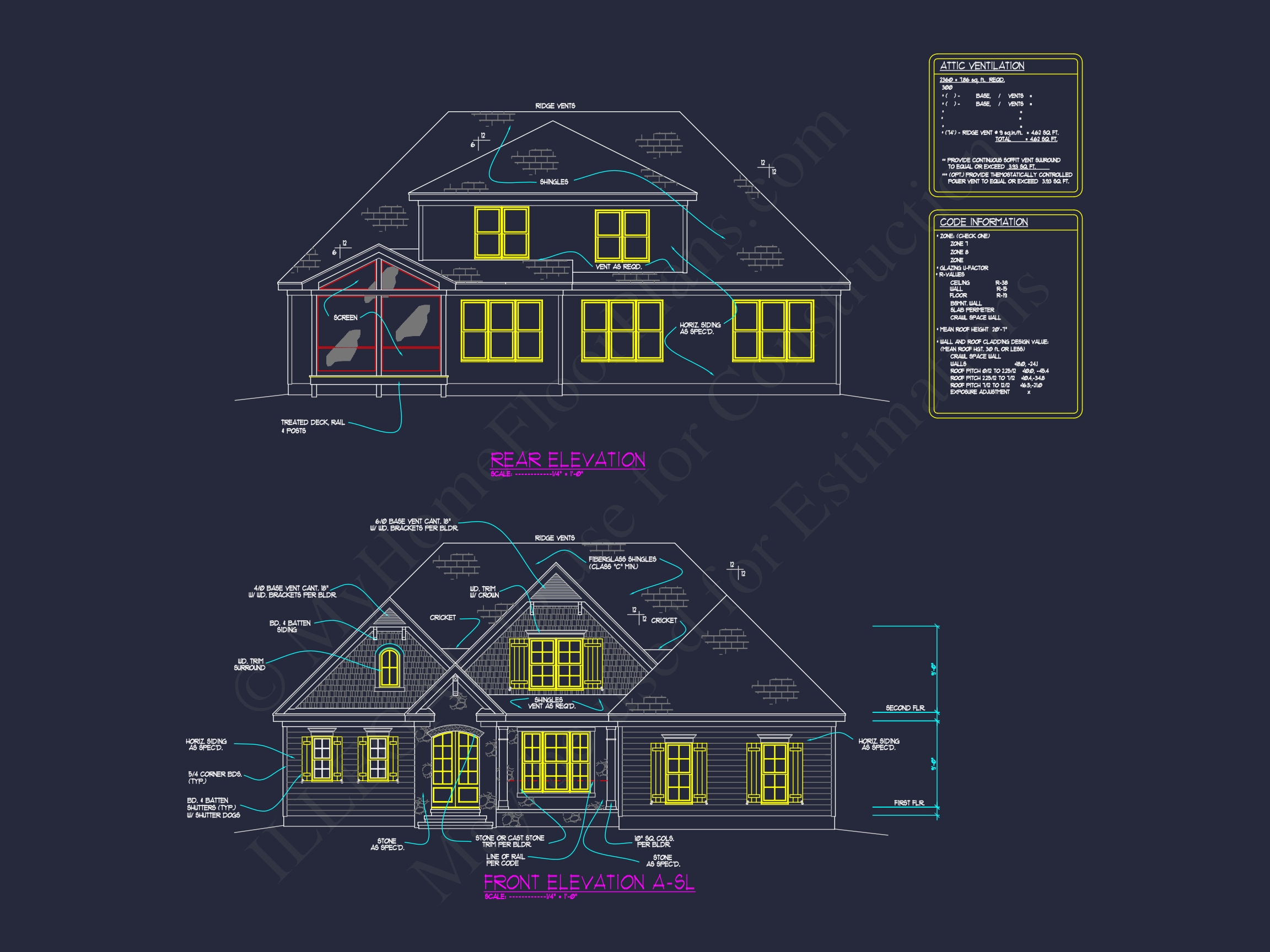 Elegant 2-Story Home Plan with Blueprint and Floor Designs