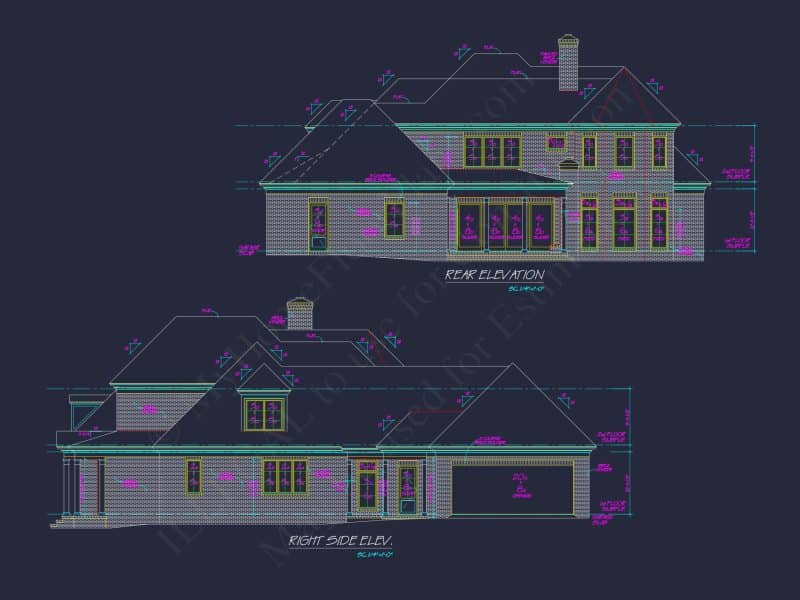Elegant 2-Story house Plan with CAD Blueprint & Architectural Designs