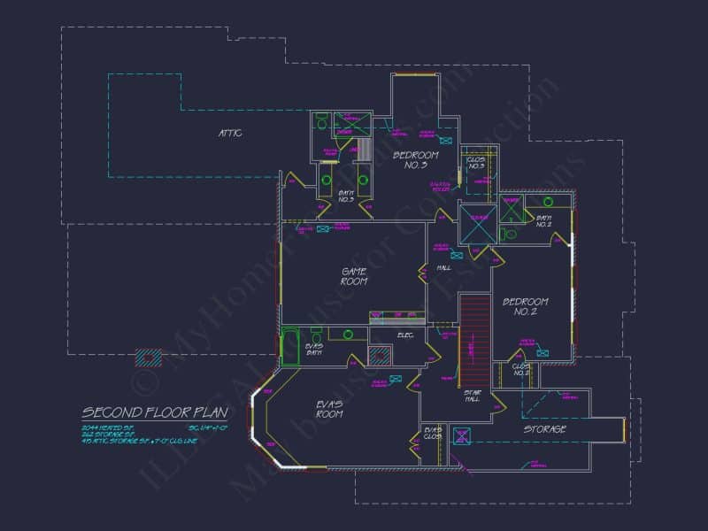 Elegant 2-Story house Plan with CAD Blueprint & Architectural Designs
