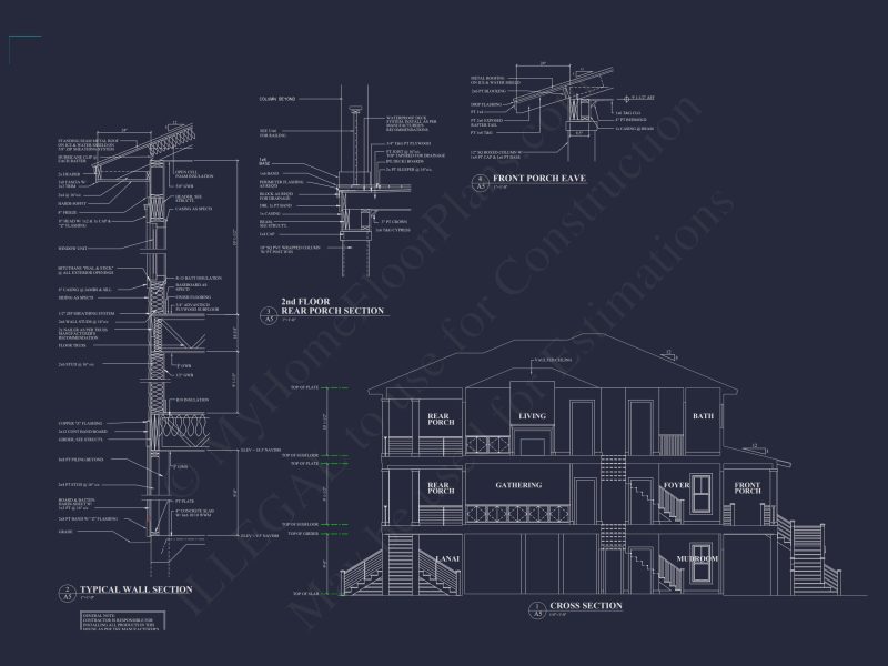 Elegant 2-Story house Plan with CAD Designs & Coastal Blueprint