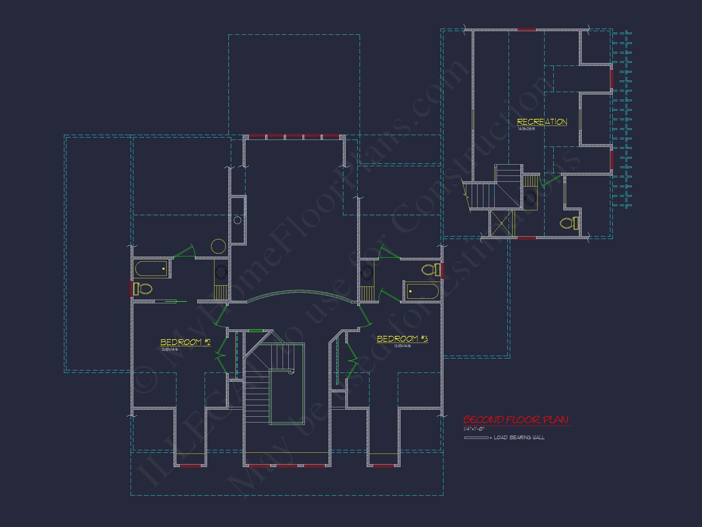 "Two-story colonial style elegant house plan with CAD designs"