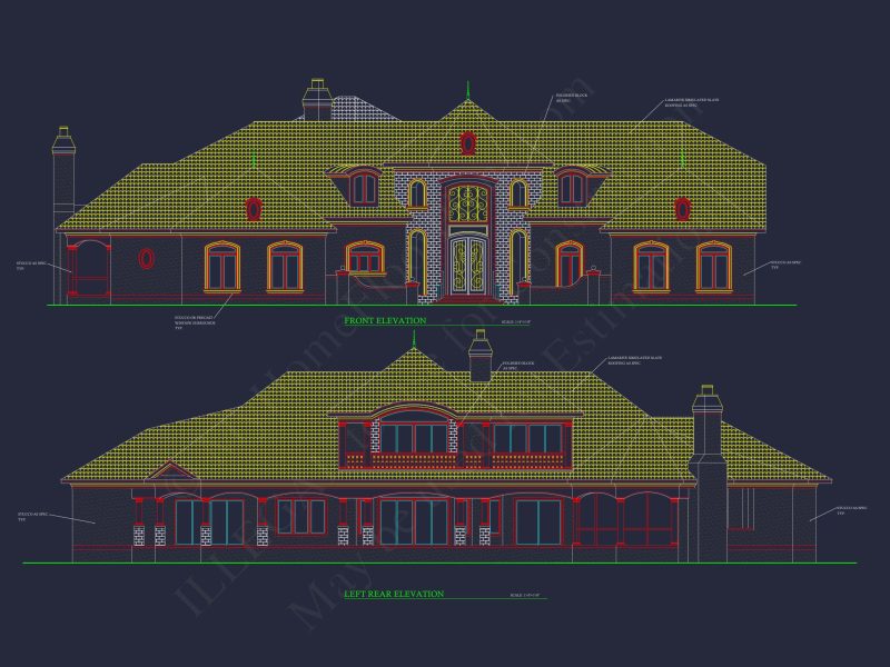 Elegant 2-Story house Plan with Detailed CAD Blueprint Designs