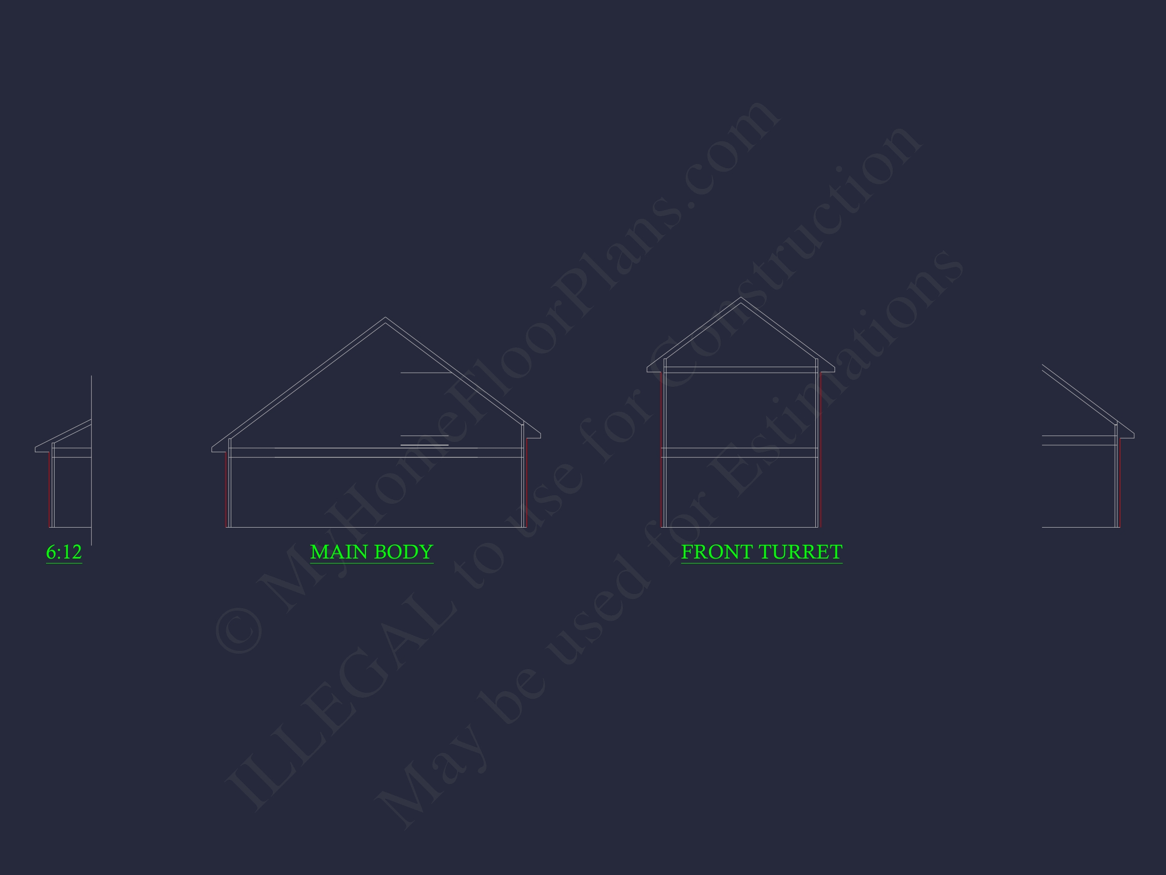 Elegant 2-Story Home Plan with Detailed CAD Blueprint Designs