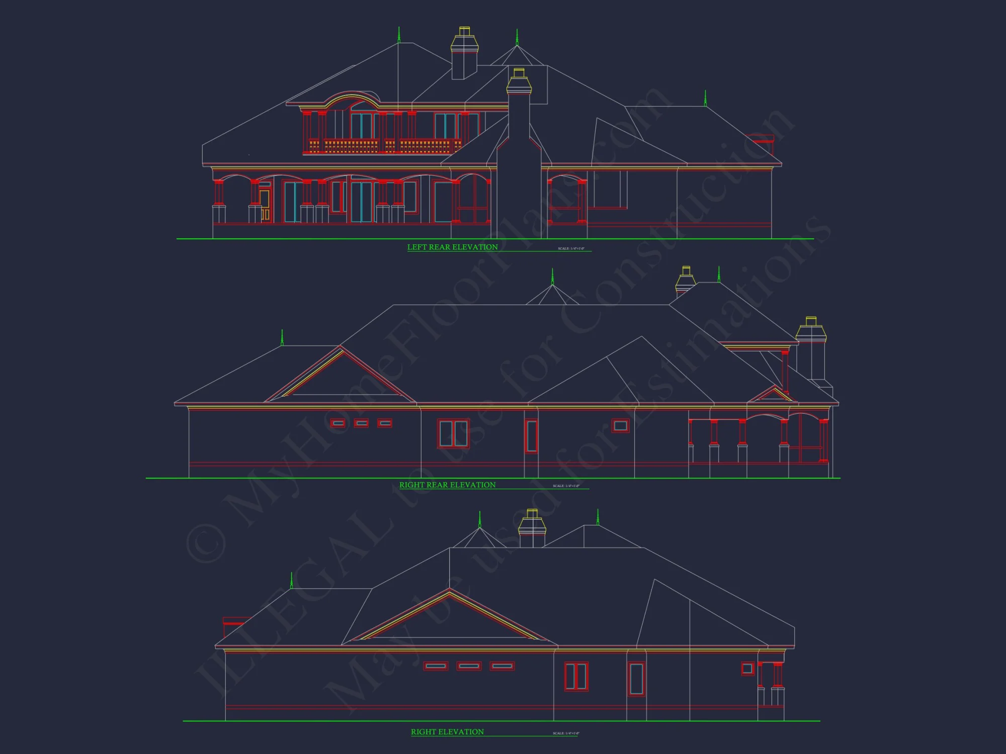 Elegant 2-Story house Plan with Detailed CAD Blueprint Designs