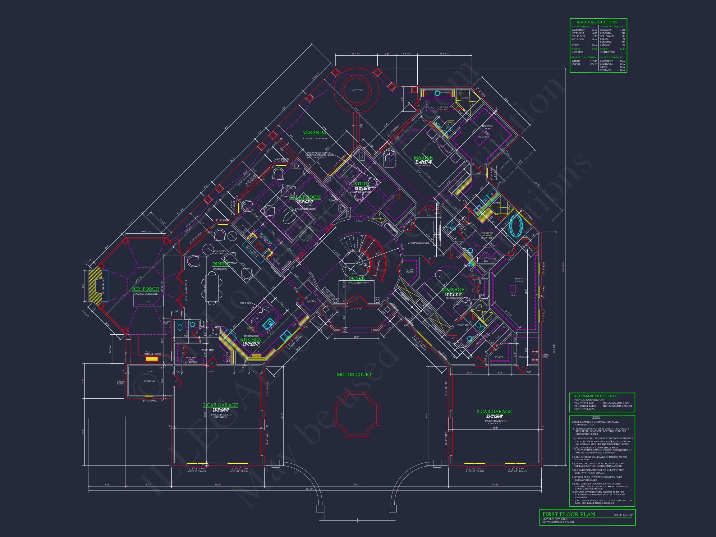 Elegant 2-Story Home Plan with Detailed CAD Blueprint Designs