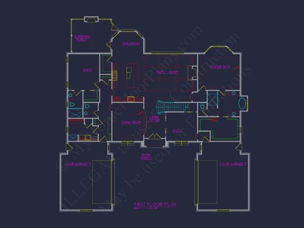 Elegant 2-Story house Plan with French Country Design and CAD Blueprints