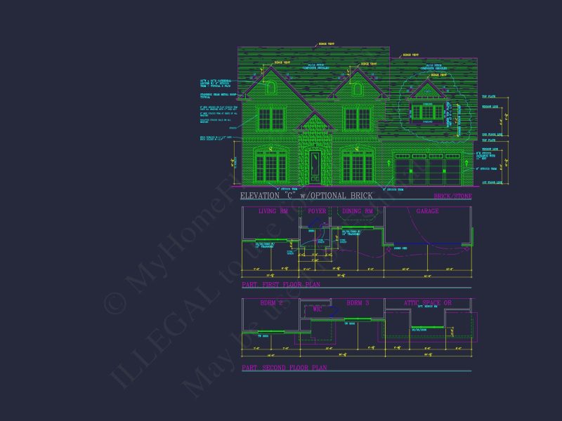 Elegant 2-Story house Plan with Spacious Garage and Bonus Room