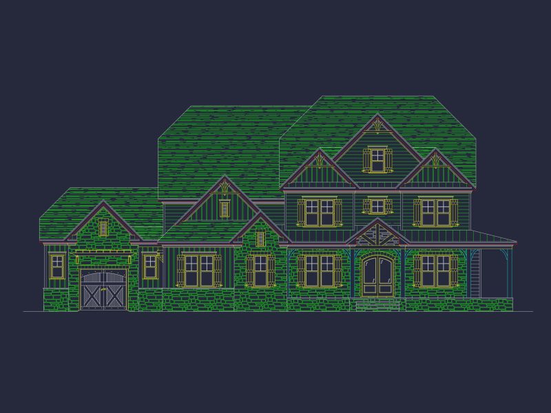 Elegant 2.5-Story house Blueprint with CAD Designs & Floor Plans