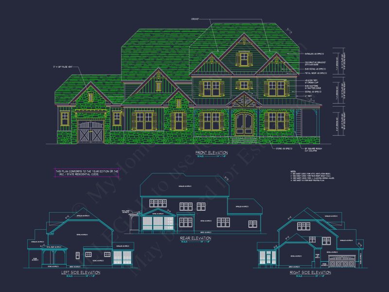 Elegant 2.5-Story house Blueprint with CAD Designs & Floor Plans