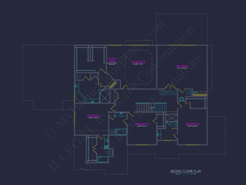Elegant 2.5-Story house Blueprint with CAD Designs & Floor Plans