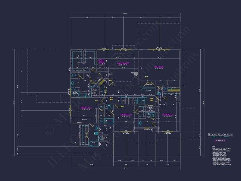 Elegant 2.5-Story house Blueprint with CAD Designs & Floor Plans