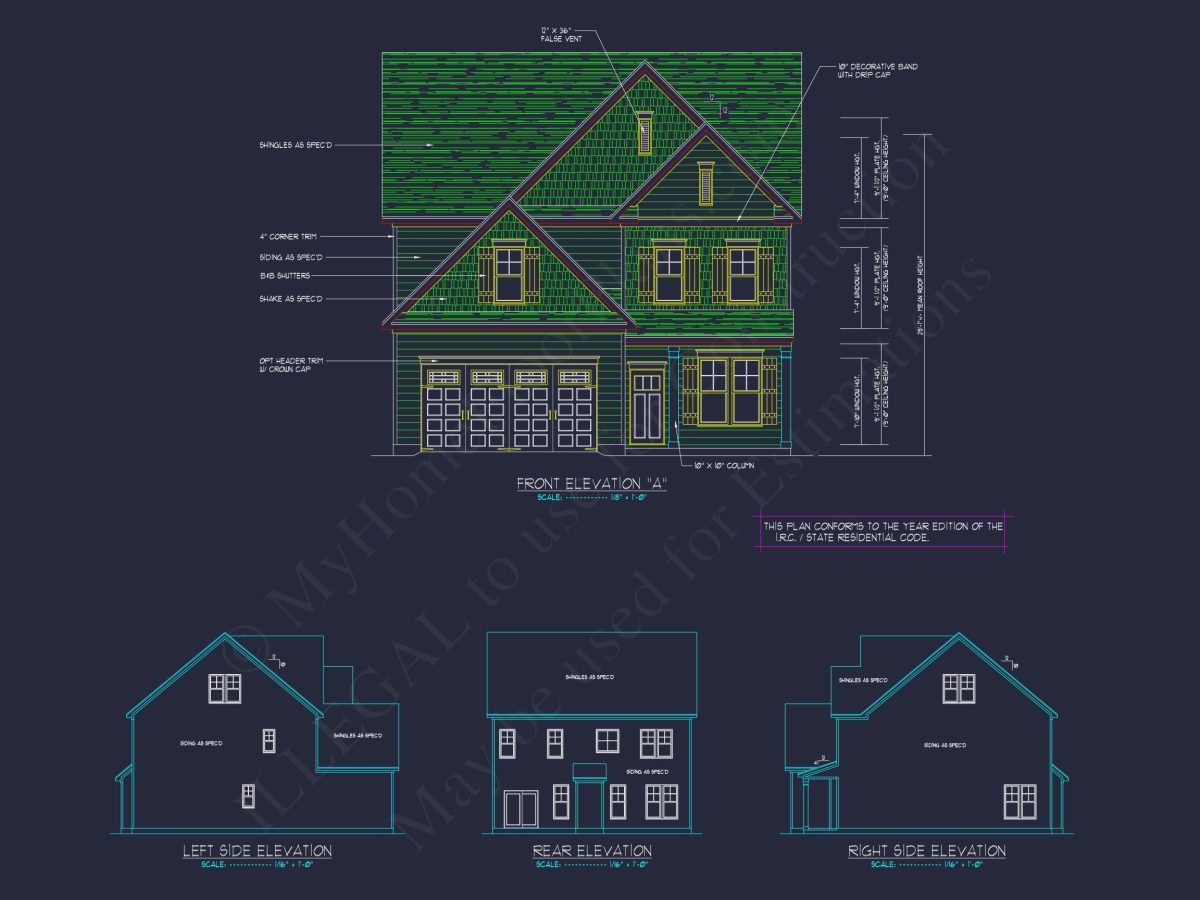 Elegant 2.5-Story house Plan with CAD Floor Designs and Blueprint