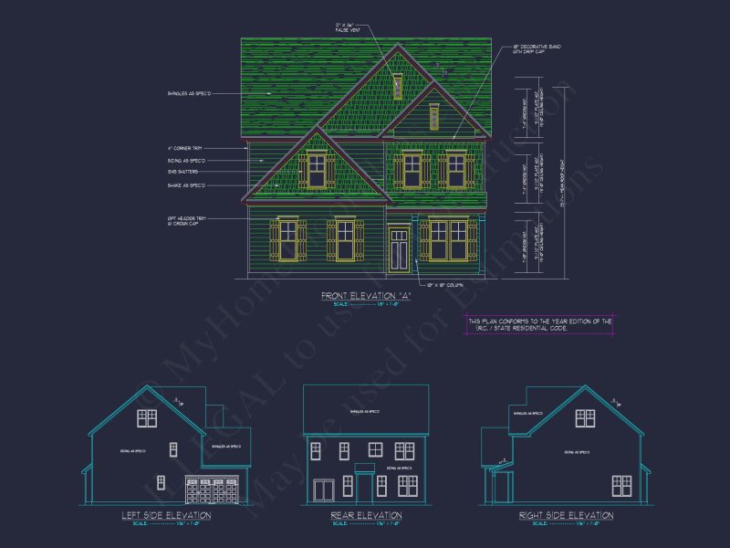 Elegant 2.5-Story house Plan with CAD Floor Designs and Blueprint