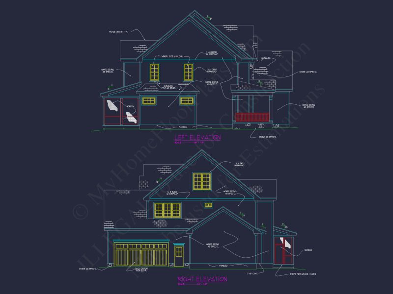 Elegant 2.5 Story house Plan with Spacious CAD Designs