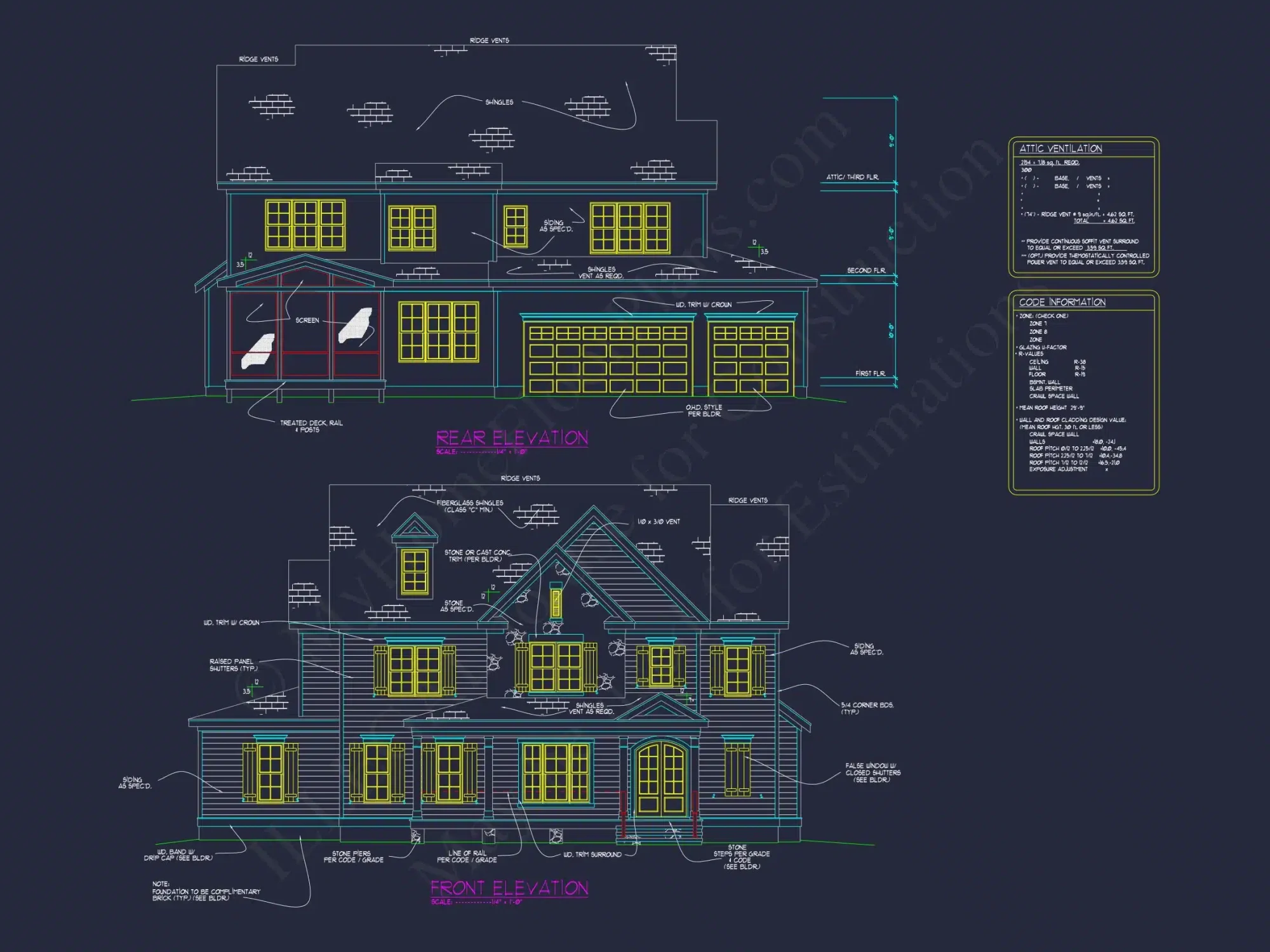 Elegant 3-Floor house Plan with CAD Blueprint and Designs