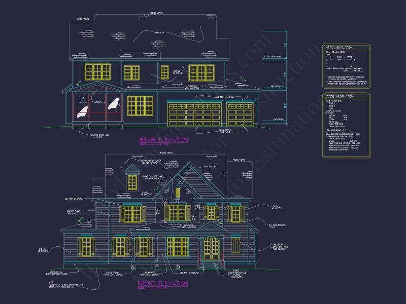 Elegant 3-Floor house Plan with CAD Blueprint and Designs