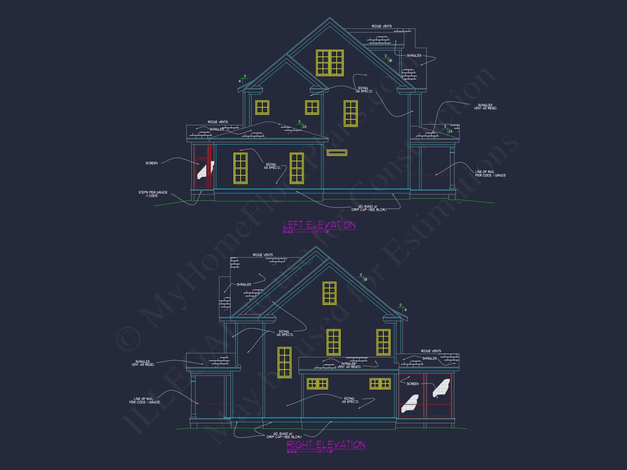 Elegant 3-Floor house Plan with CAD Blueprint and Designs