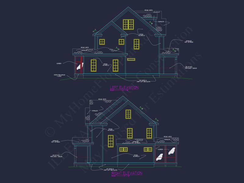 Elegant 3-Floor house Plan with CAD Blueprint and Designs