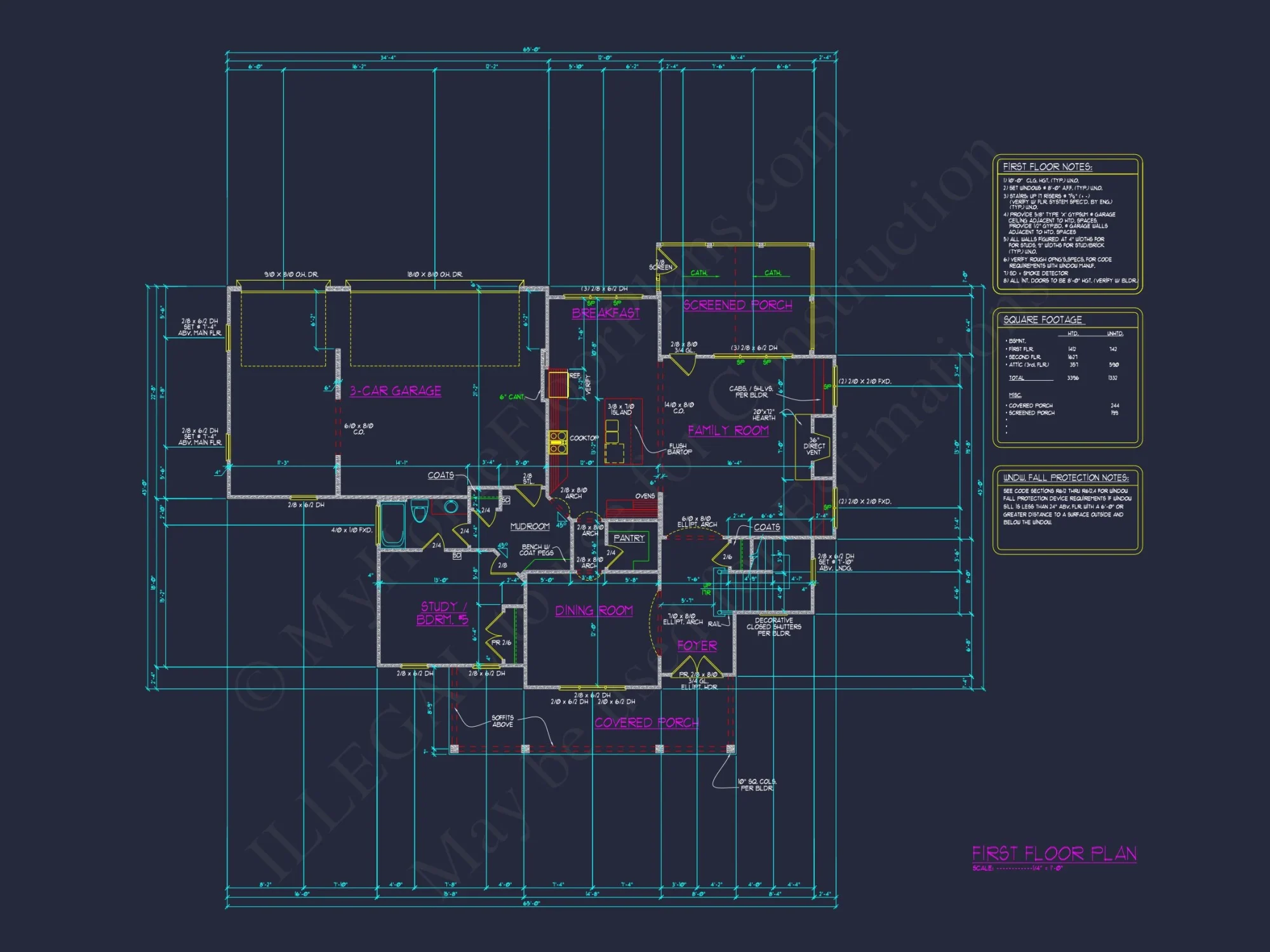 Elegant 3-Floor house Plan with CAD Blueprint and Designs
