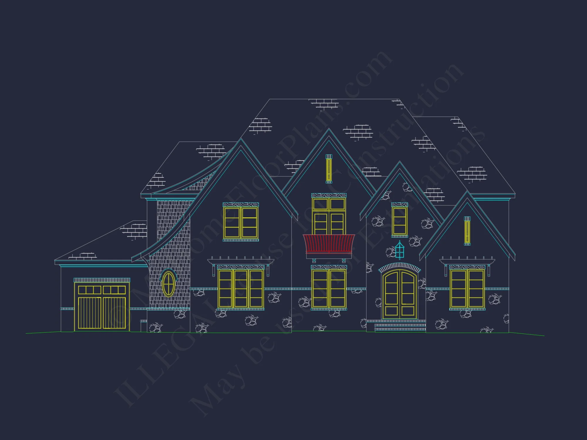 Elegant 3-Story house Floor Plan with Complete CAD Designs