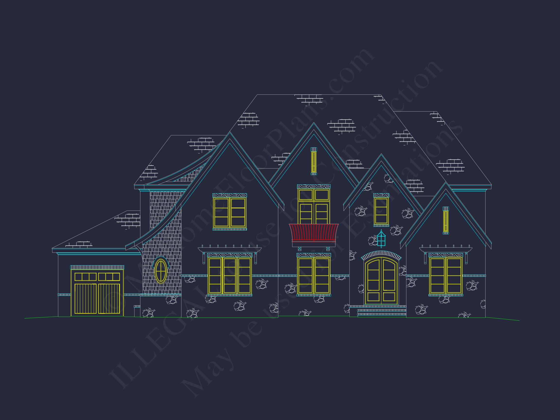 Elegant 3-Story Home Floor Plan with Complete CAD Designs