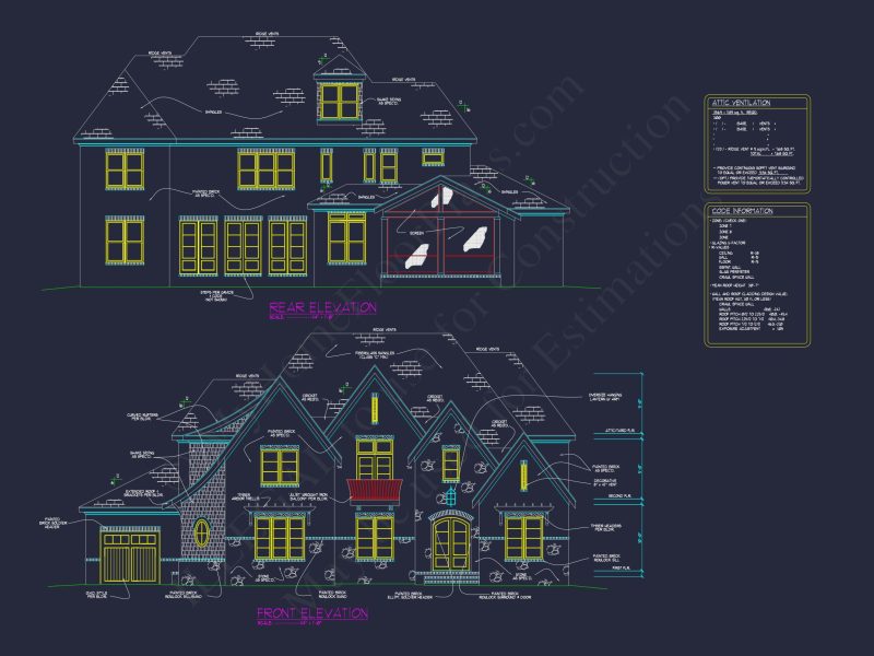 Elegant 3-Story house Floor Plan with Complete CAD Designs