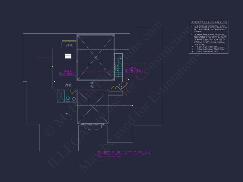 Elegant 3-Story house Floor Plan with Complete CAD Designs
