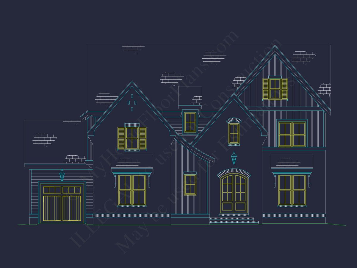 Elegant 3-Story house Plan with 5 Bedrooms and Modern CAD Designs