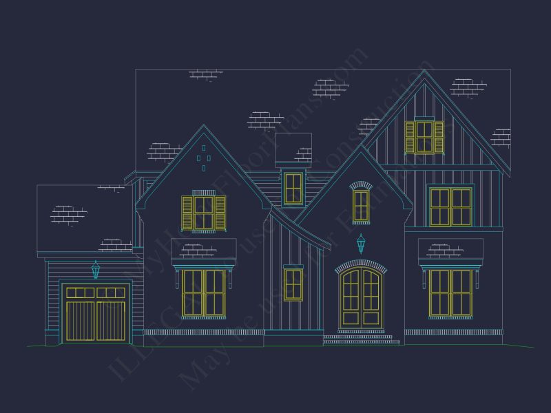 Elegant 3-Story house Plan with 5 Bedrooms and Modern CAD Designs