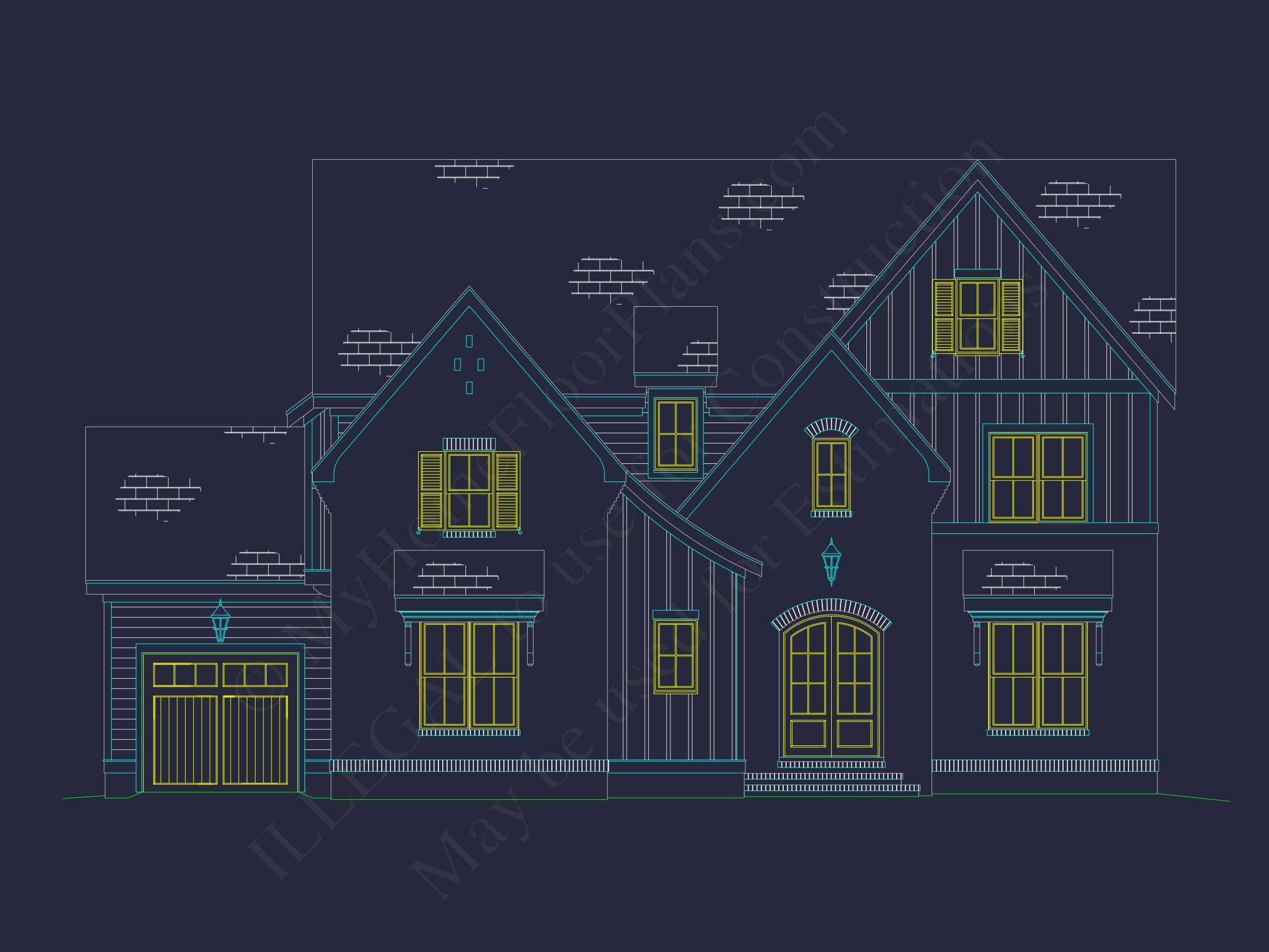 Elegant 3-Story Home Plan with 5 Bedrooms and Modern CAD Designs