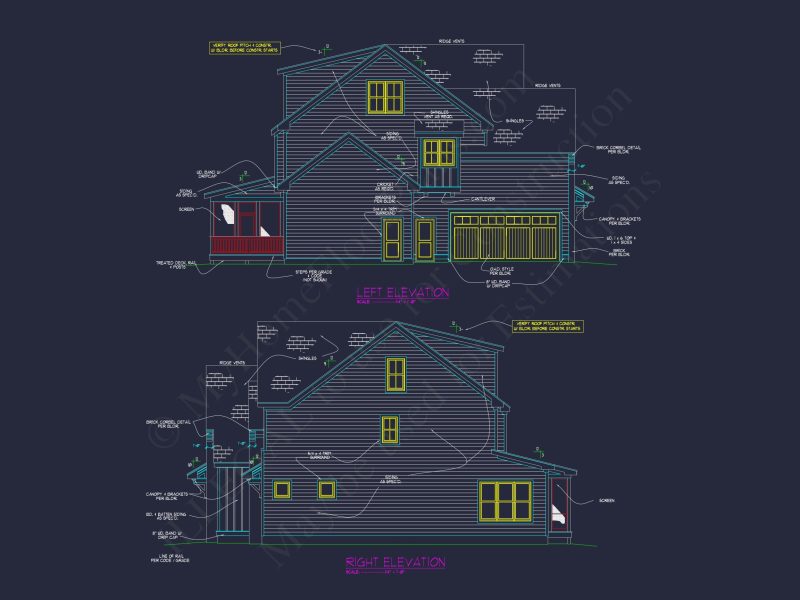 Elegant 3-Story house Plan with 5 Bedrooms and Modern CAD Designs