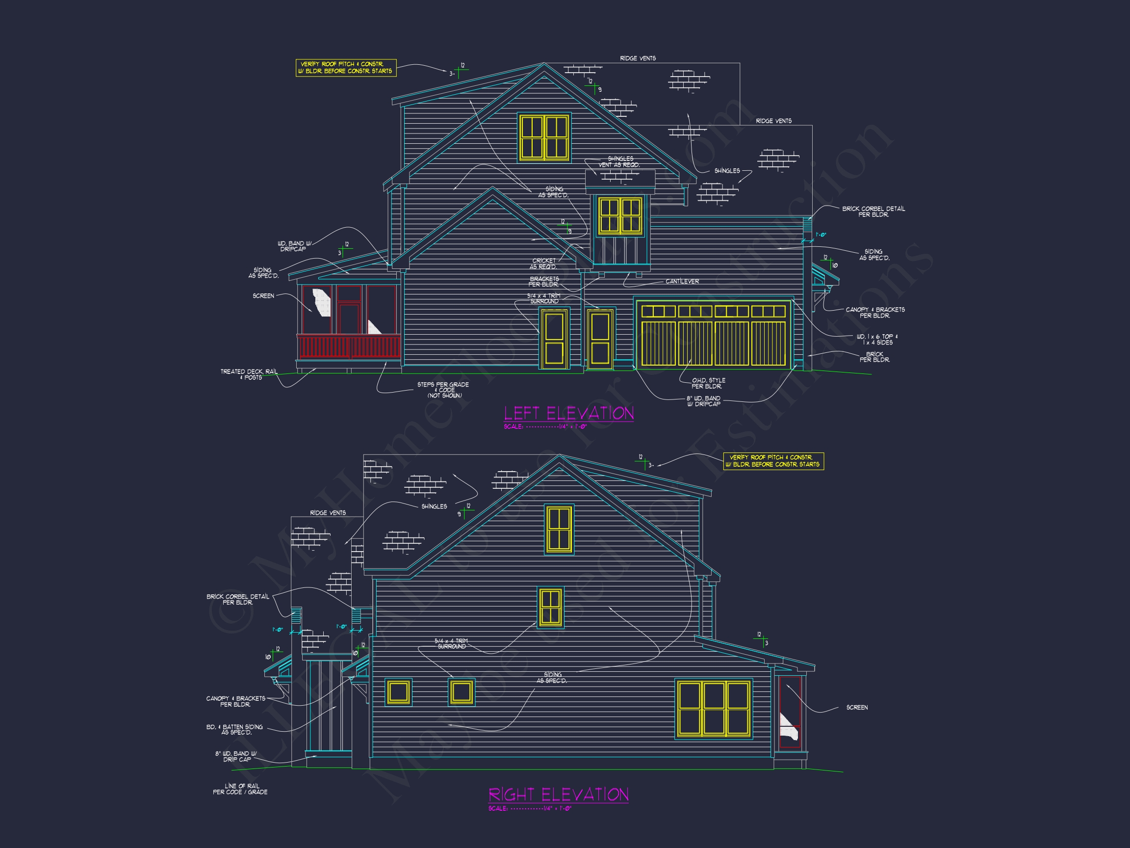 Elegant 3-Story Home Plan with 5 Bedrooms and Modern CAD Designs