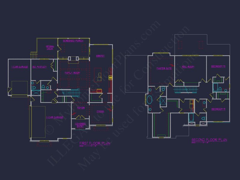 Elegant 3-Story house Plan with 5 Bedrooms and Modern CAD Designs