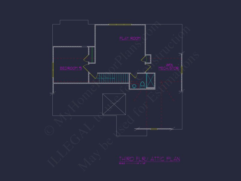 Elegant 3-Story house Plan with 5 Bedrooms and Modern CAD Designs