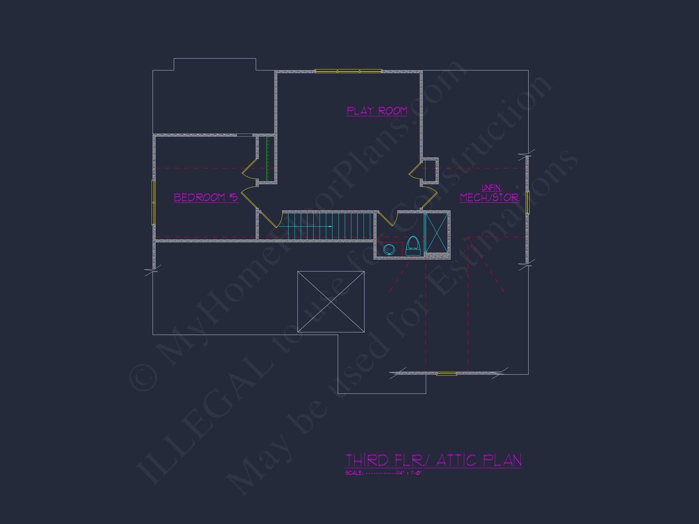 Elegant 3-Story Home Plan with 5 Bedrooms and Modern CAD Designs