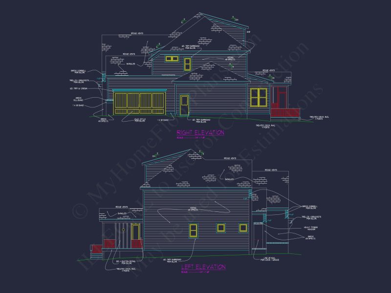 Elegant 3-Story house Plan with CAD Blueprint & Modern Designs