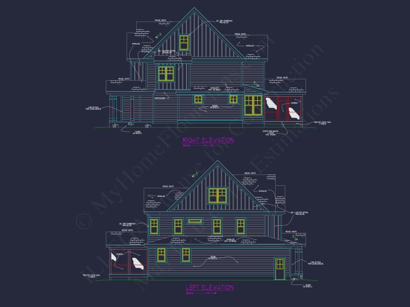 Elegant 3-Story house Plan with CAD Blueprints & Modern Designs