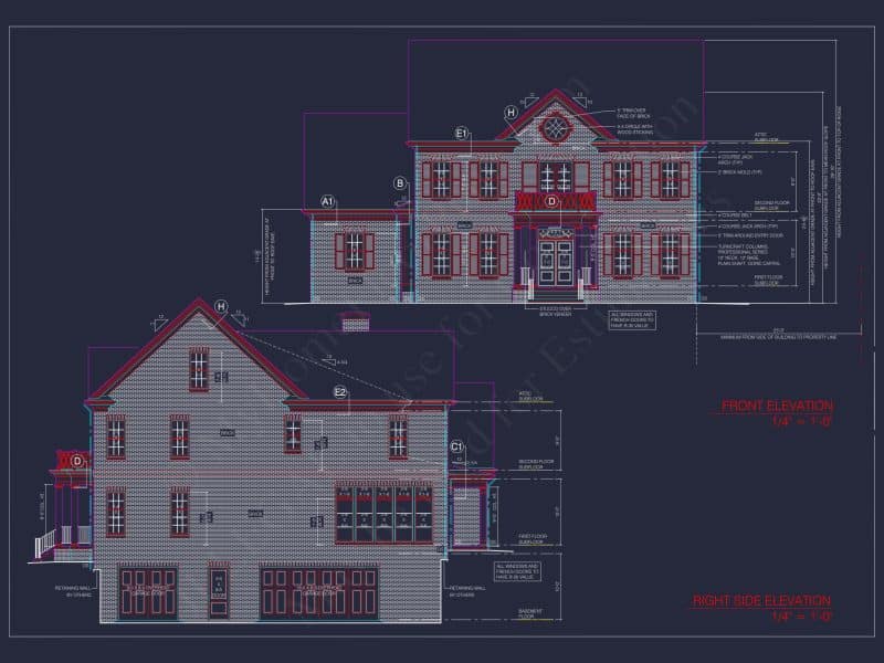 Elegant 3.5-Story house Design with CAD Blueprints & Features