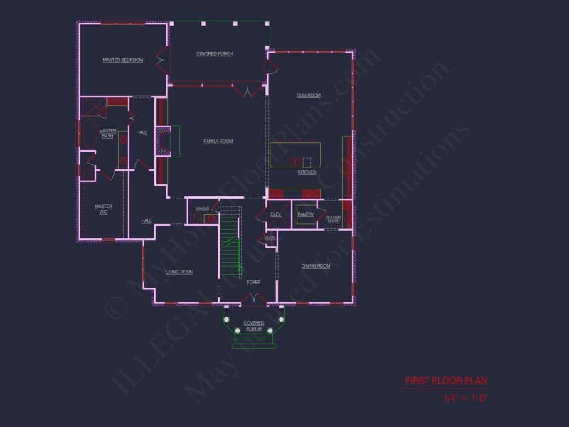 Elegant 3.5-Story house Design with CAD Blueprints & Features