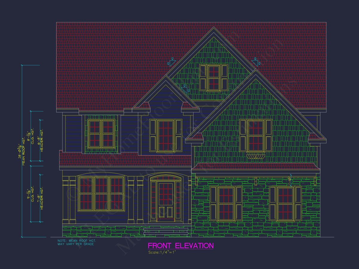 Elegant 4-Bedroom house Plan with CAD Blueprint Designs