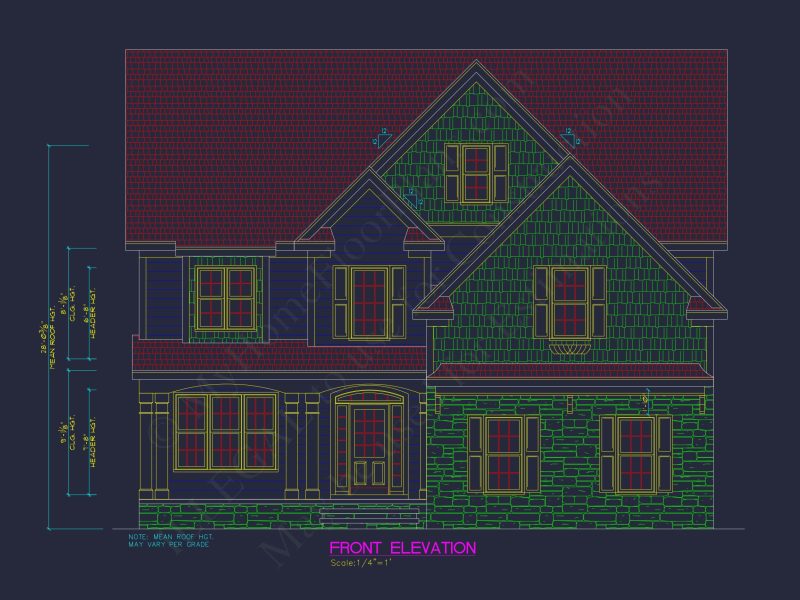Elegant 4-Bedroom house Plan with CAD Blueprint Designs