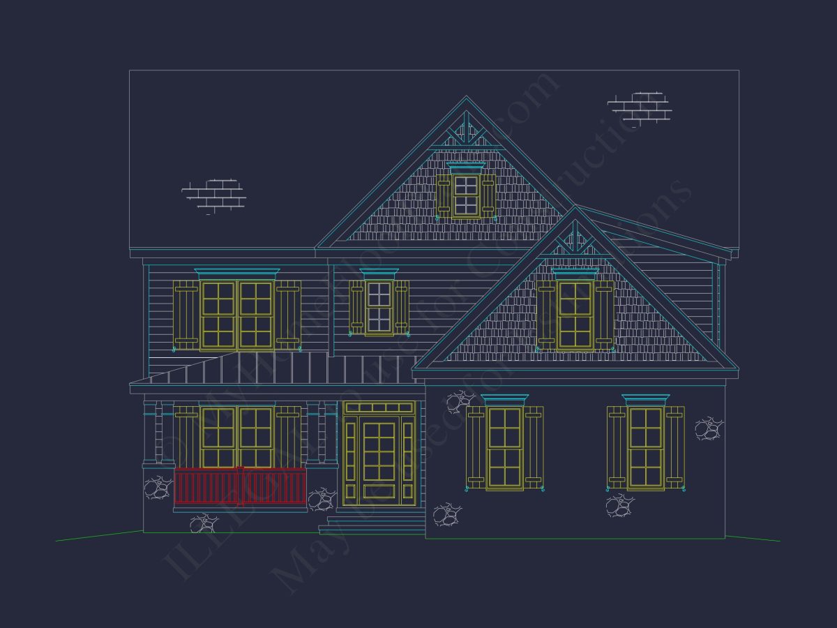 Elegant 4-Bedroom house Plan with Floor Plan, Blueprint, and CAD Designs
