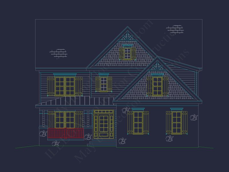 Elegant 4-Bedroom house Plan with Floor Plan, Blueprint, and CAD Designs