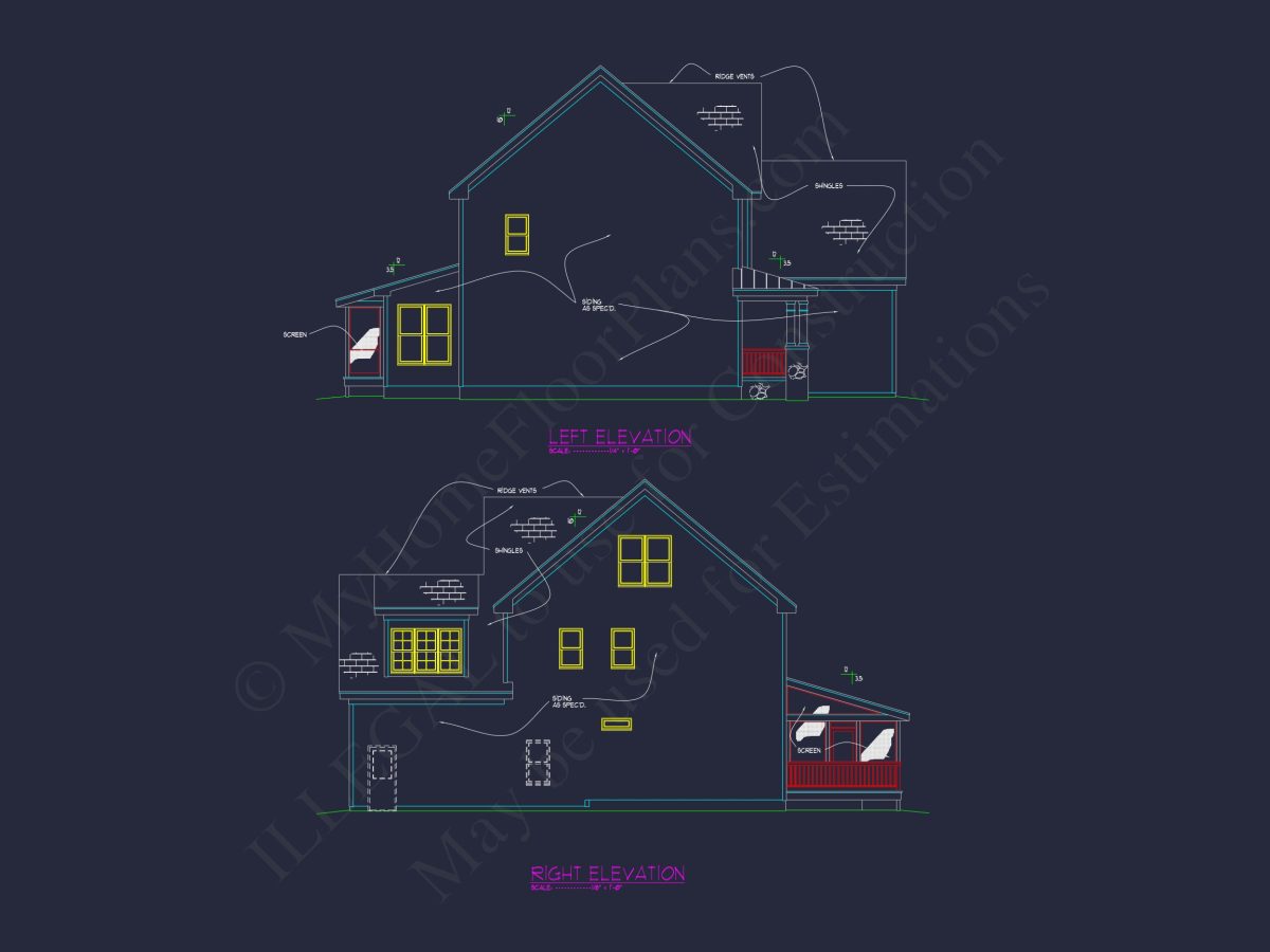 Elegant 4-Bedroom house Plan with Floor Plan, Blueprint, and CAD Designs