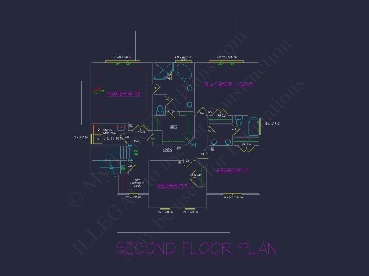 Elegant 5-Bedroom house Floor Plan with Colonial Designs