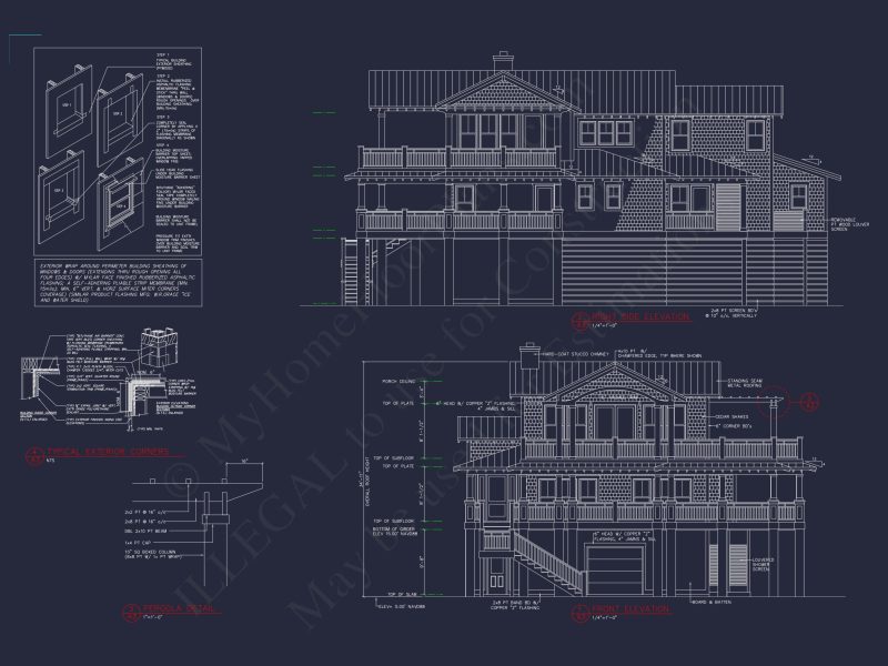 Elegant Beach house Plan with CAD Blueprint & Unique Designs