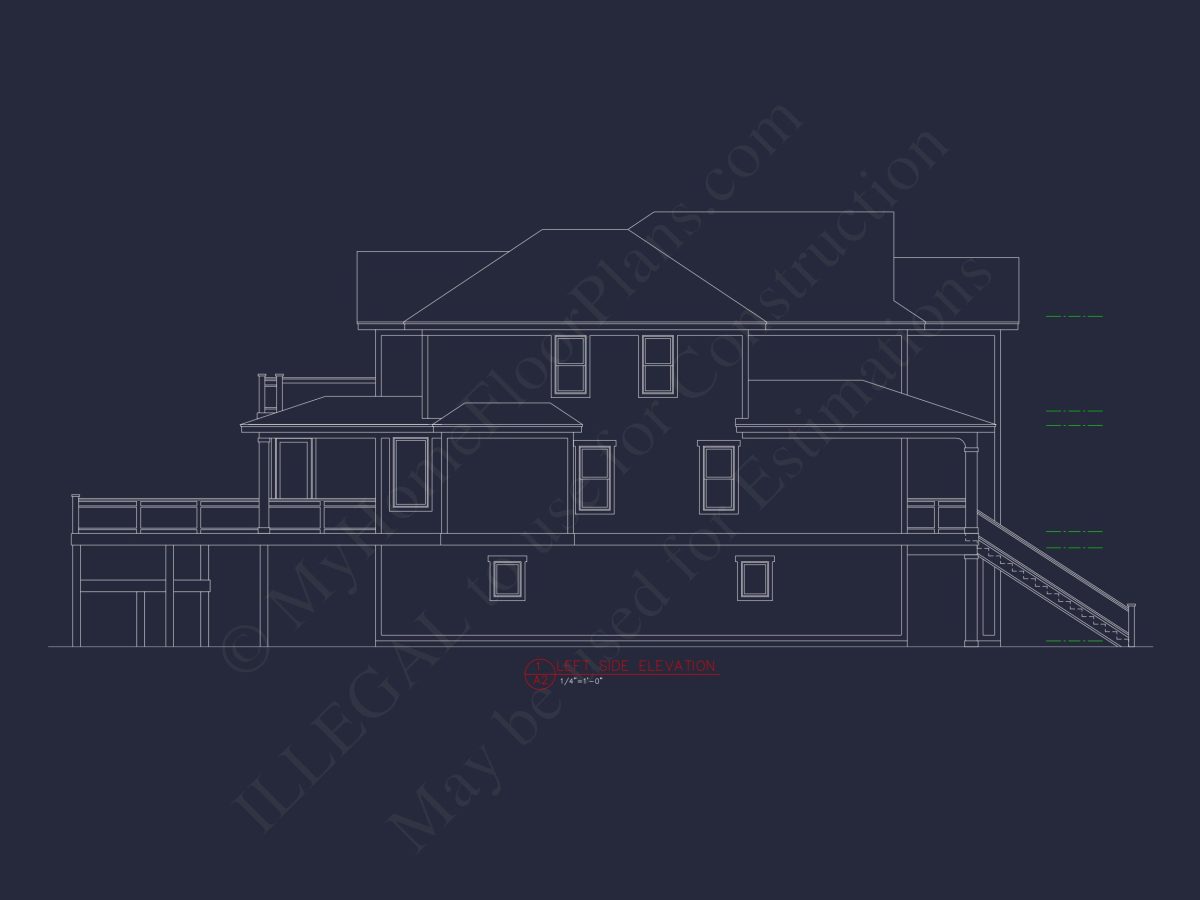 Elegant Beach house Plan with Detailed CAD Blueprint Designs