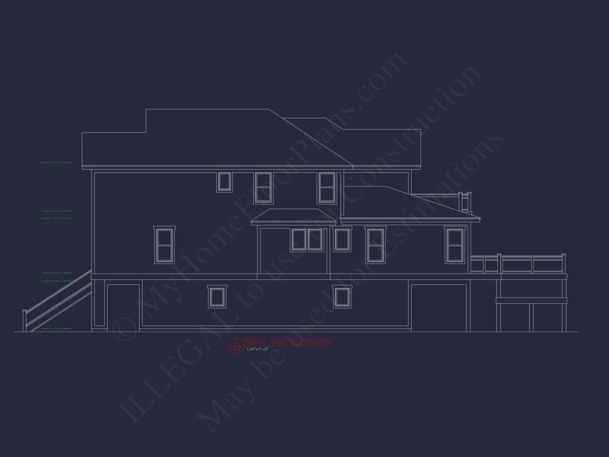 Elegant Beach house Plan with Detailed CAD Blueprint Designs