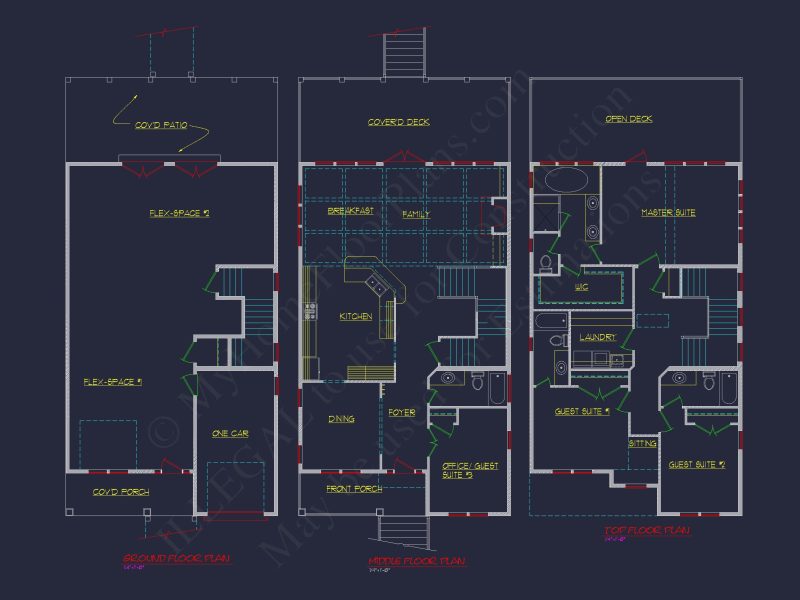 Elegant Beach house Plan with Detailed CAD Designs & Blueprints